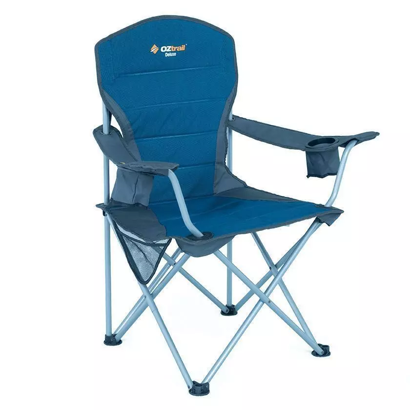 Oztrail Deluxe Arm Chair Blue 3 Oztrail Deluxe Arm Chair Blue
